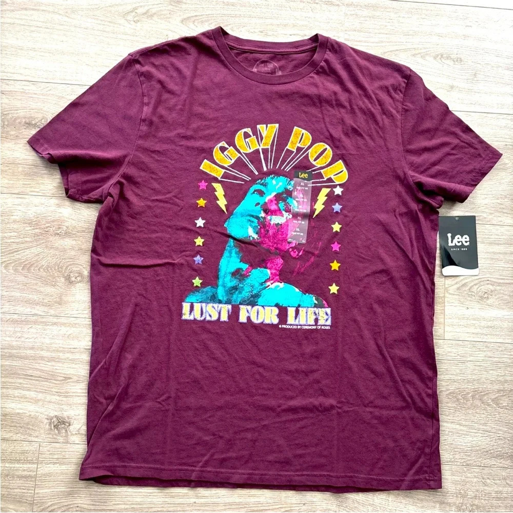 Lee Iggy Pop Lust For Life Men’s T Shirt Small Regular Fit Graphic Tee NWT